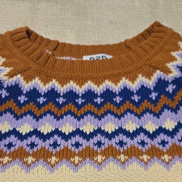 525 America Cream and Brown Patterned Sweater - Picture 2 of 3